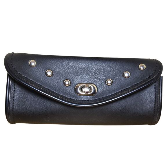 No brand Other - NEW Studded Black Leather Motorcycle Windshield Bag with Rare Harley Vintage Pin